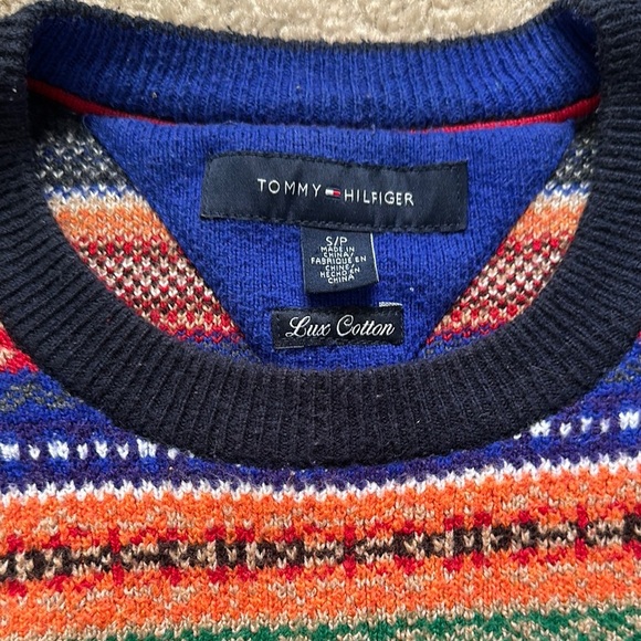 Tommy Hilfiger Colorful Striped Ski Lux Cotton Pullover Sweater Mens Small - Picture 2 of 8